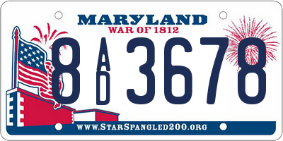 MD license plate 8AD3678