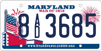 MD license plate 8AD3685