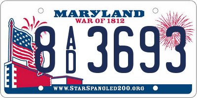 MD license plate 8AD3693