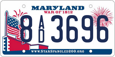 MD license plate 8AD3696