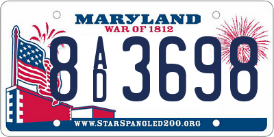 MD license plate 8AD3698