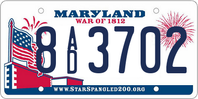 MD license plate 8AD3702
