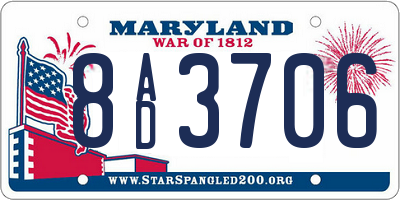 MD license plate 8AD3706