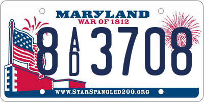 MD license plate 8AD3708