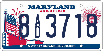MD license plate 8AD3718