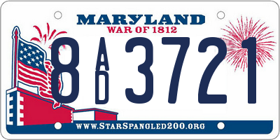 MD license plate 8AD3721