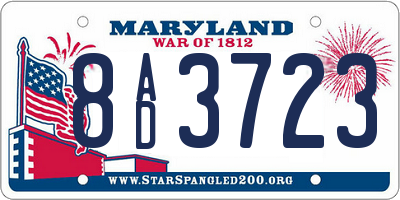 MD license plate 8AD3723