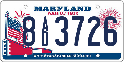 MD license plate 8AD3726