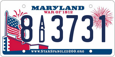 MD license plate 8AD3731