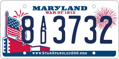 MD license plate 8AD3732
