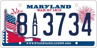 MD license plate 8AD3734