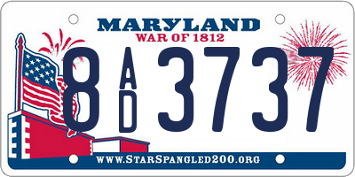 MD license plate 8AD3737