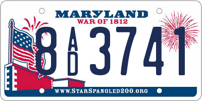 MD license plate 8AD3741