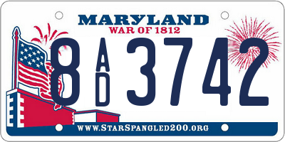 MD license plate 8AD3742