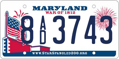MD license plate 8AD3743