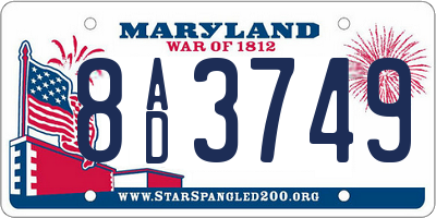 MD license plate 8AD3749