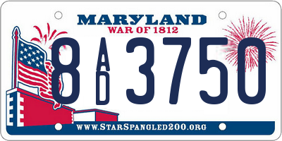 MD license plate 8AD3750