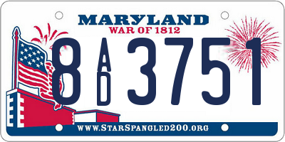 MD license plate 8AD3751