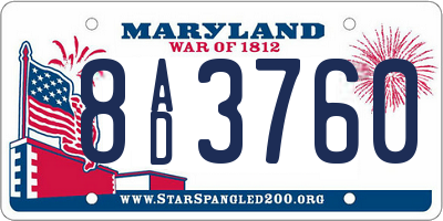 MD license plate 8AD3760