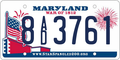 MD license plate 8AD3761