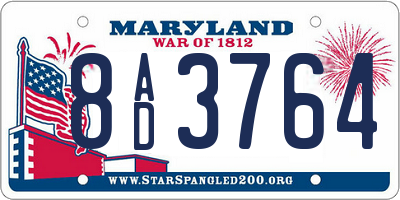 MD license plate 8AD3764