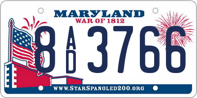 MD license plate 8AD3766