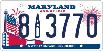 MD license plate 8AD3770