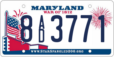 MD license plate 8AD3771
