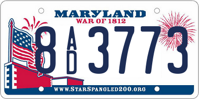 MD license plate 8AD3773