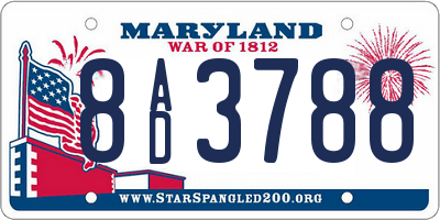 MD license plate 8AD3788