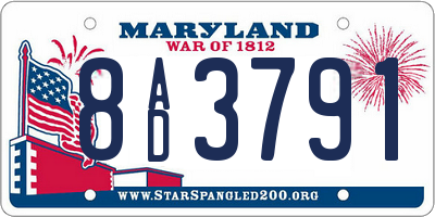 MD license plate 8AD3791