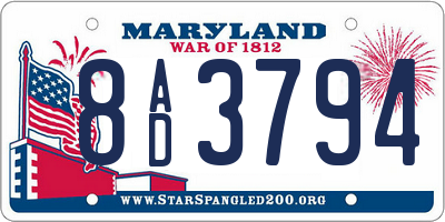 MD license plate 8AD3794