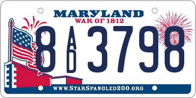 MD license plate 8AD3798