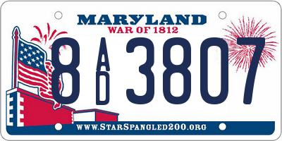 MD license plate 8AD3807