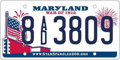 MD license plate 8AD3809