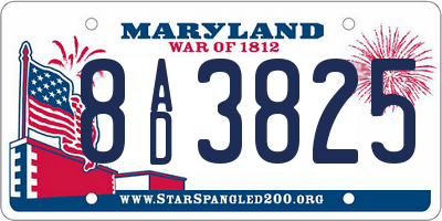 MD license plate 8AD3825