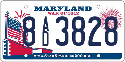 MD license plate 8AD3828