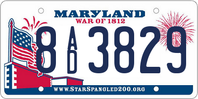 MD license plate 8AD3829