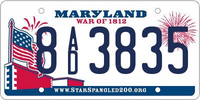 MD license plate 8AD3835