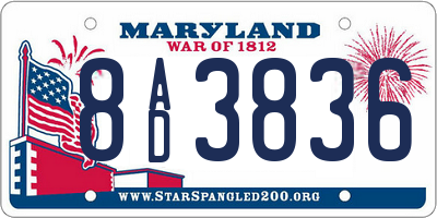 MD license plate 8AD3836