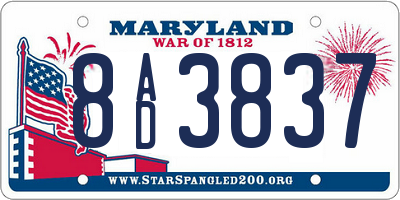 MD license plate 8AD3837