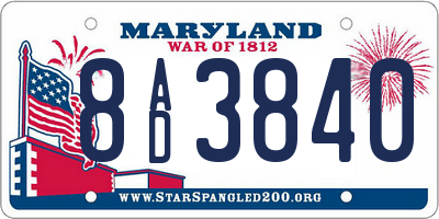 MD license plate 8AD3840