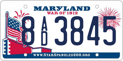 MD license plate 8AD3845
