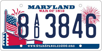 MD license plate 8AD3846