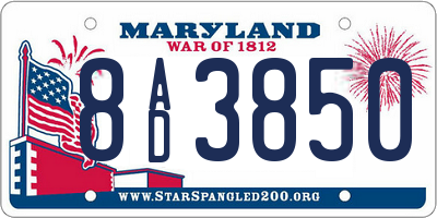 MD license plate 8AD3850