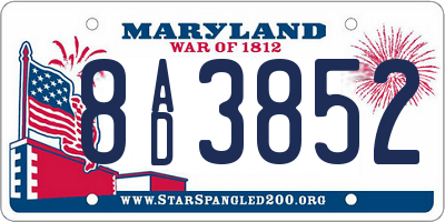 MD license plate 8AD3852