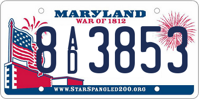 MD license plate 8AD3853