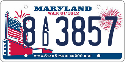MD license plate 8AD3857