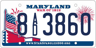 MD license plate 8AD3860