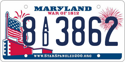 MD license plate 8AD3862